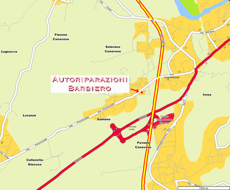 Mappa Autoriparazioni Barbiero 1 km